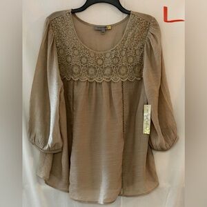 Elegant Taupe Lace Blouse